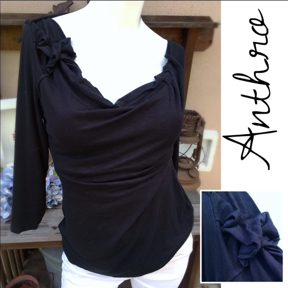 DRAPEY Anthropologie Deletta 3/4 Sleeve Blouse